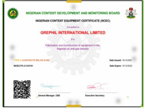 NCDMB certificate